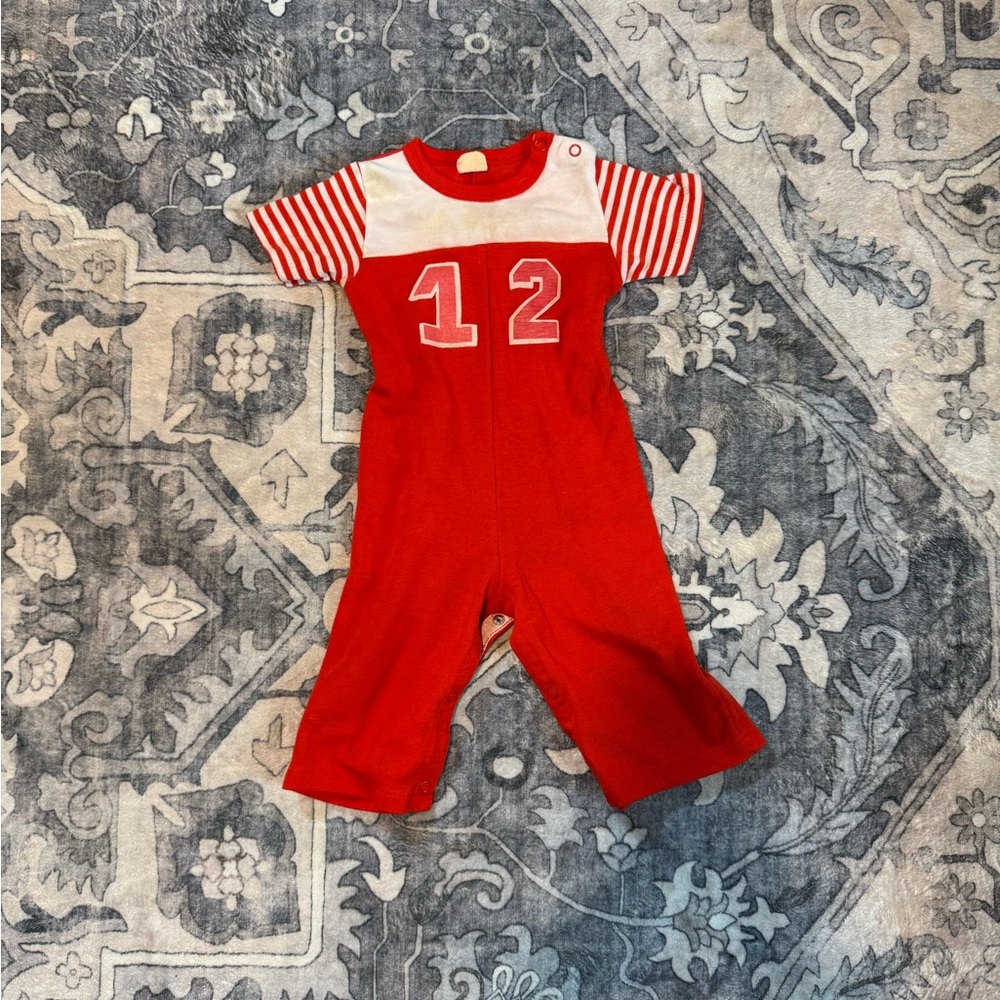 Red and White Striped Baby Romper